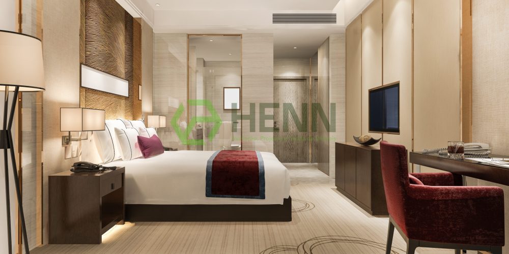 3d rendering modern luxury bedroom suite and bathroom